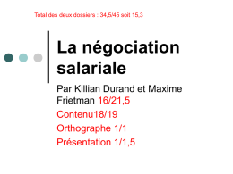 1 La négociation salariale Killian Maxime