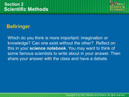 Scientific Methods Section 2 Bellringer