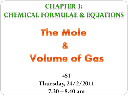 Mole & Volume of Gas
