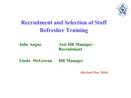 Recruitment and selection of staff - Refresher