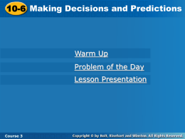 10-6 Making Decisions and Predictions
