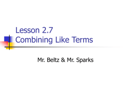 Lesson 2.7 Combining Like Terms ppt