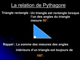 La relation de Pythagore Triangle rectangle