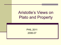 Aristotle`s Views on Property
