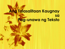 Ang Talasalitaan Kaugnay sa Pag-unawa ng Teksto
