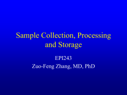 Sample Collection, Processing and Storage