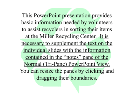 PowerPoint View. - PRo KANSAS RECYCLING CENTER