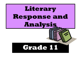 The Literary Response and Analysis Strand/Cluster