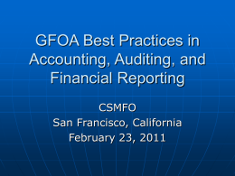 GFOA Best Practices at CSMFO