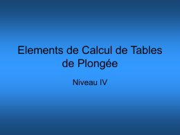 Elements de Calcul de Tables de Plongée