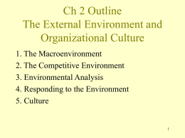 Ch 2 Outline The External Environment and Organizational Culture