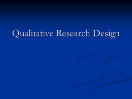 Lecture 4: Qualitative Research Design