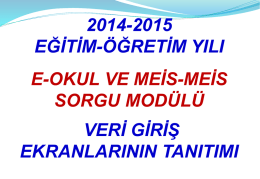 E-okul ve Meis Girişleri (2014-2015)