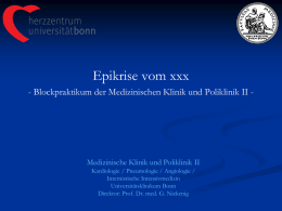 Epikrise, Vorlage zum Blockpraktikum (PPT 2003)