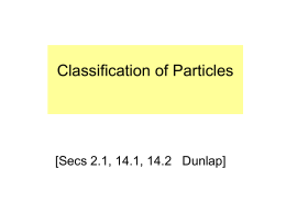Particle Classification - Department of Physics, HKU