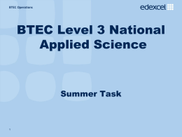 BTEC Appplied Science Summer Task