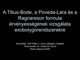 A Titius-Bode, a Poveda-Lara és a Ragnarsson formula
