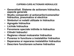 CUPRINS-CURS ACTIONARI HIDRAULICE Generalitati. Sisteme