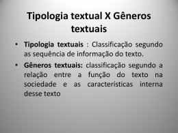 Tipologia textual e Gêneros textuais.