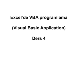 Excel`de VBA programlama (Visual Basic Application) Ders 4