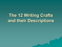 The 12 Writing Crafts and their Descriptions