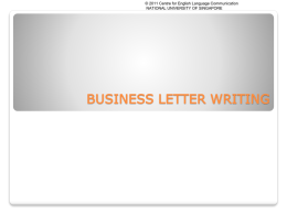 Letter Writing - National University of Singapore