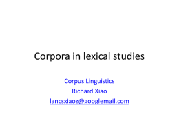 Corpora in lexicographic and lexical studies