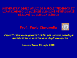lezione malattie metaboliche delle pecore