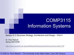 COMP3115 Information Systems - The University of the West Indies