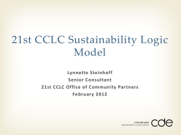 Sustainability Logic Model - Colorado Department of Education