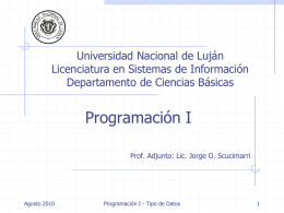 Tipo de datos - Universidad Nacional de Luján