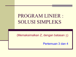 PROGRAM LINIER : METODE SIMPLEKS