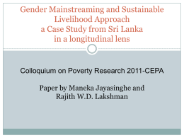 Gender Mainstreaming and Sustainable Rural Livelihoods