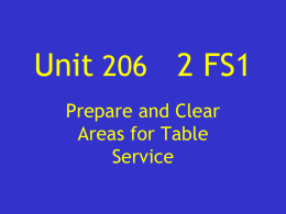 Unit 206 1 FS 3 Prepare and clear areas for