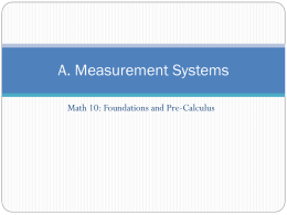 Unit A - Measurement Systems