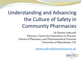 Advancing the Culture of Safety in Community - SafetyNET-Rx