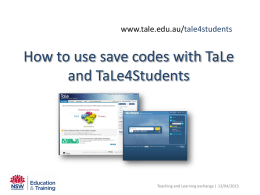 How to use save codes with TaLe and TaLe4Students