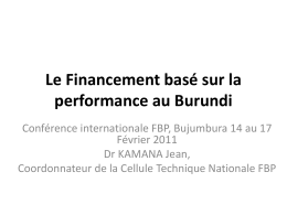 Le Financement basé sur la performance au Burundi