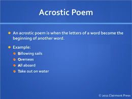 Acrostic Poem - MySocialStudies.net