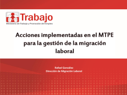 Acciones implementadas en el MTPE para la gestión de la migración