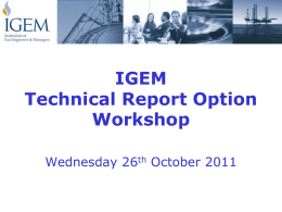 Technical Report Clinic - Institution of Gas Engineers and Managers