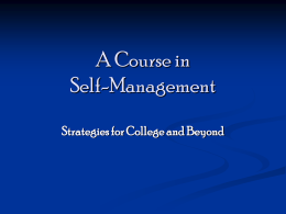Self-Management: Strategies for Life