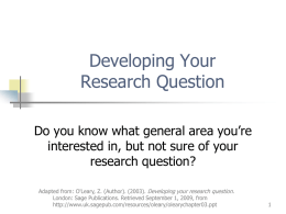 Developing Your Research Question
