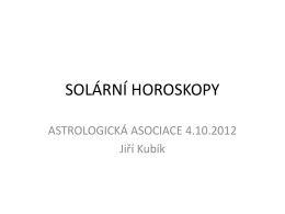 Solární horoskopy - presentace