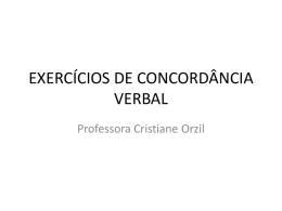 EXERCÍCIOS DE CONCORDÂNCIA VERBAL