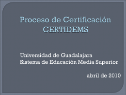 Proceso de Certificación CERTIDEMS