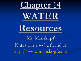 Chapter 11 WATER - Mr. Manskopf`s Class