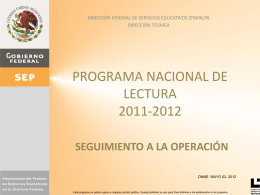 PROGRAMA NACIONAL DE LECTURA 2011-2012
