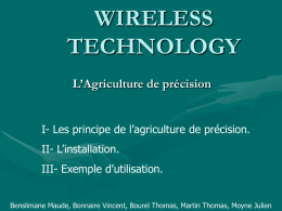 WIRELESS TECHNOLOGY L`Agriculture de précision