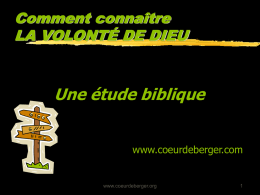 Comment conna&icirc;tre LA VOLONT&Eacute; DE DIEU